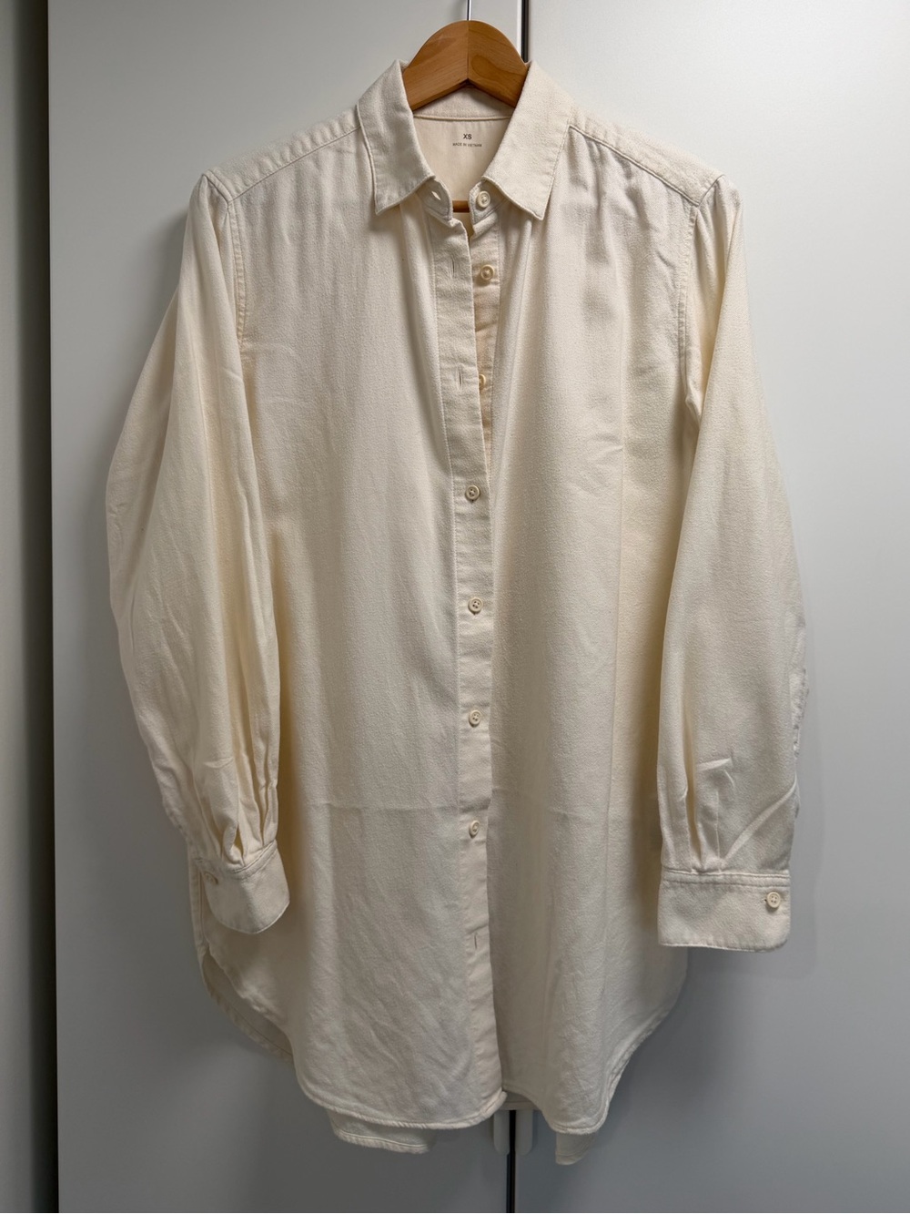 MUJI Classic Woman’s Long-Sleeve Button-Up Shirt in Cream